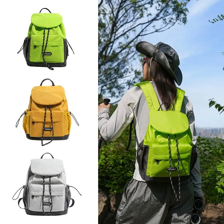 Tas Ransel Wanita Bahan Kain Motif Bintang Warna Biru Resleting untuk Sekolah Grosir Import