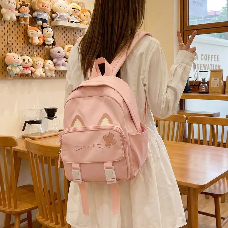 Tas Ransel Wanita Bahan Kain Motif Bintang Warna Biru Resleting untuk Sekolah Grosir Import