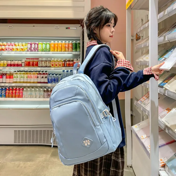 Tas Ransel Pria Bahan Oxford Polos Warna Hitam Kapasitas Besar untuk Sekolah Grosir Import