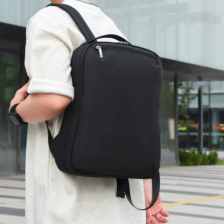 Tas Ransel Pria Bahan Oxford Polos Warna Hitam Kapasitas Besar untuk Sekolah Grosir Import
