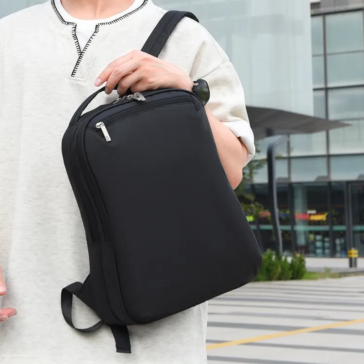 Tas Ransel Pria Bahan Oxford Polos Warna Hitam Kapasitas Besar untuk Sekolah Grosir Import