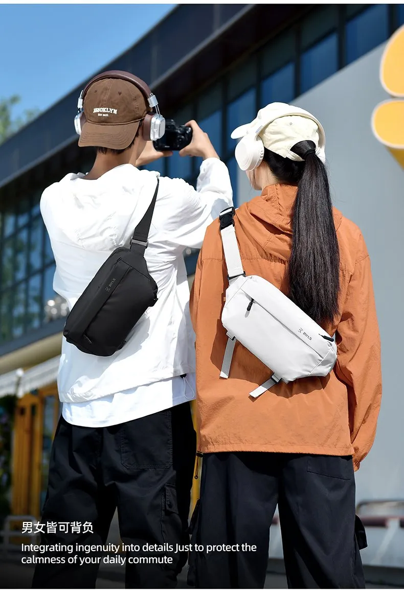 Tas Selempang Wanita Bahan Nylon Polos Warna Abu-Abu Bentuk Kotak Tali Panjang untuk Jualan