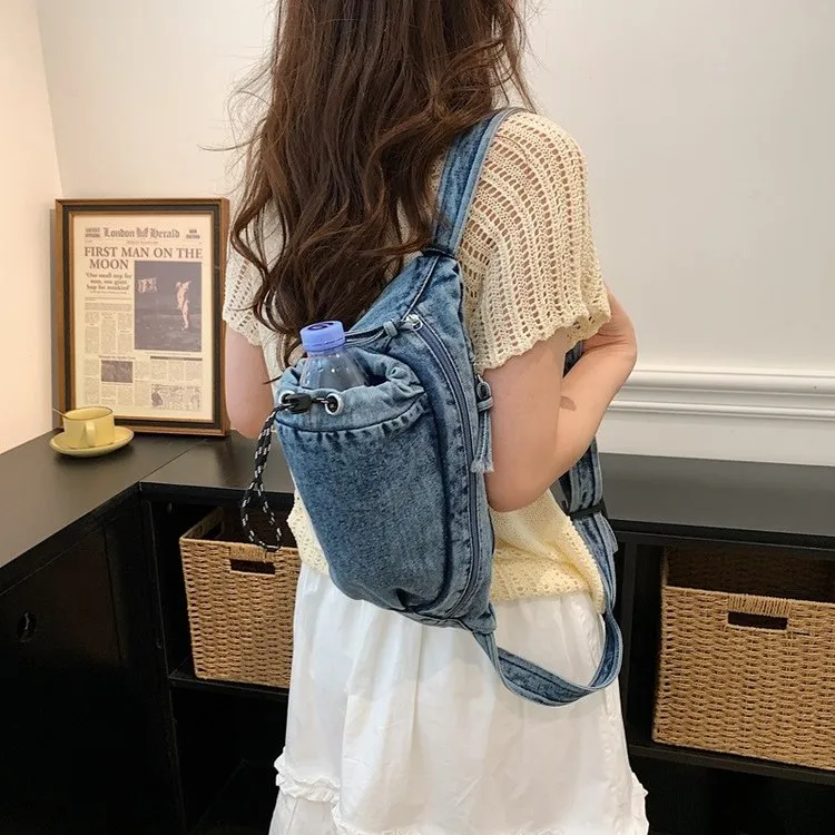 Tas Selempang Wanita Bahan PU Sintetis Polos Warna Hitam Tali Rantai Grosir Import