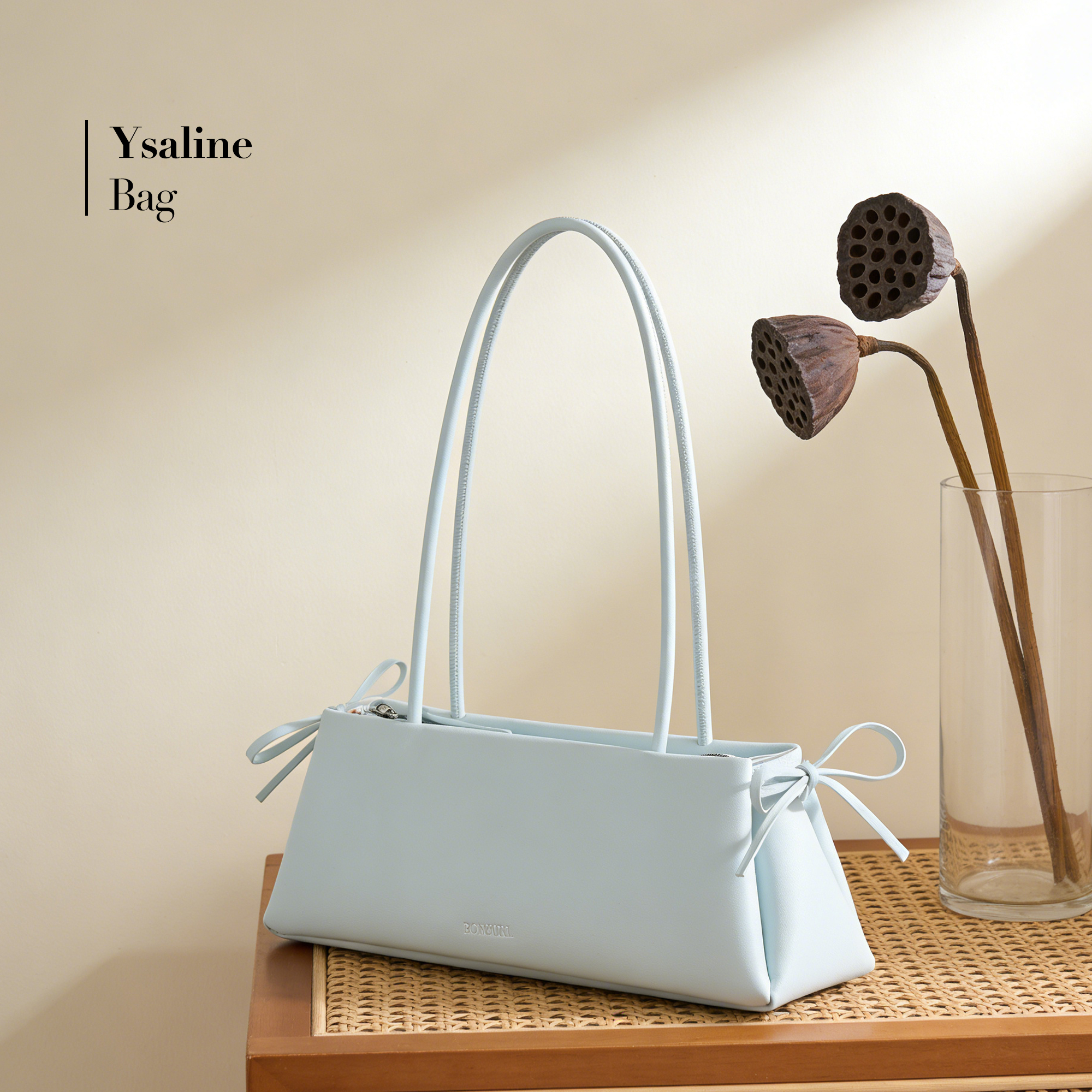 Tas Selempang Wanita Bahan PU Sintetis Motif Print Warna Biru Tali Rantai Grosir Import