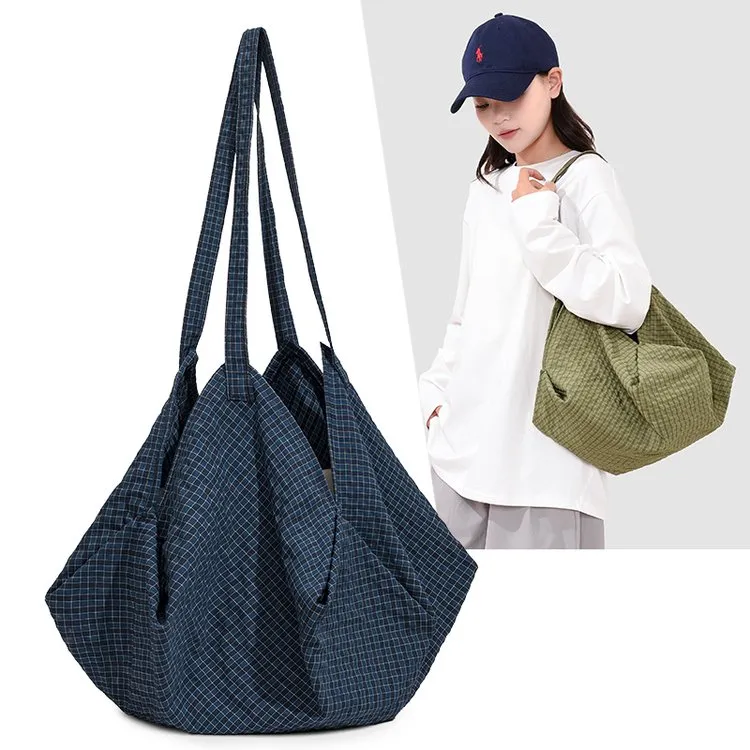 Tas Selempang Wanita Bahan Nylon Motif Print Warna Hijau Kapasitas Besar Grosir Import