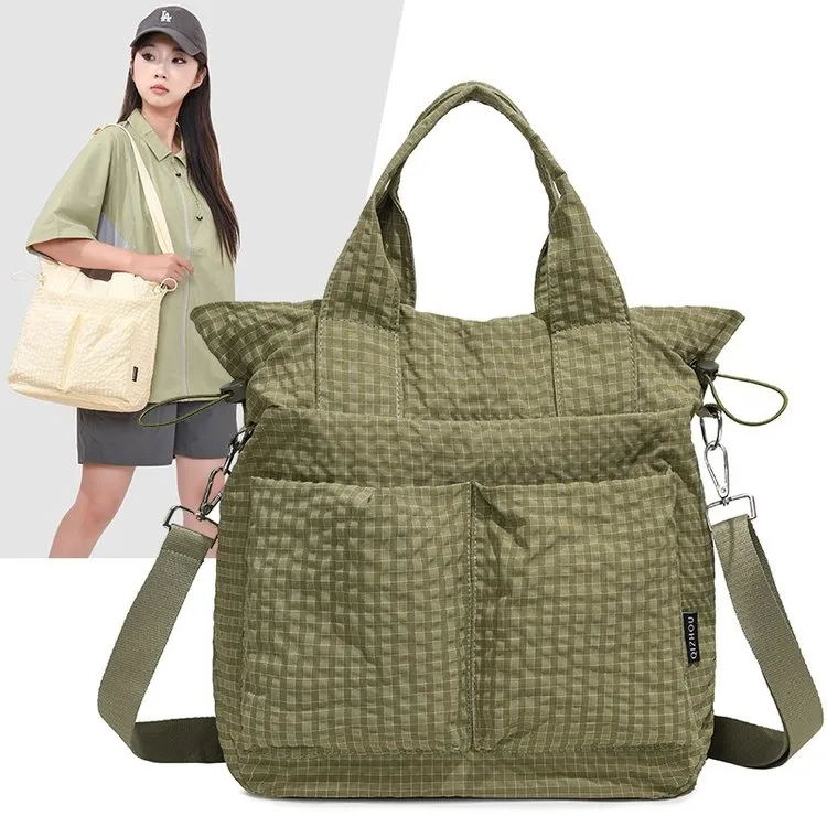 Tas Selempang Wanita Bahan Nylon Motif Print Warna Hijau Kapasitas Besar Grosir Import