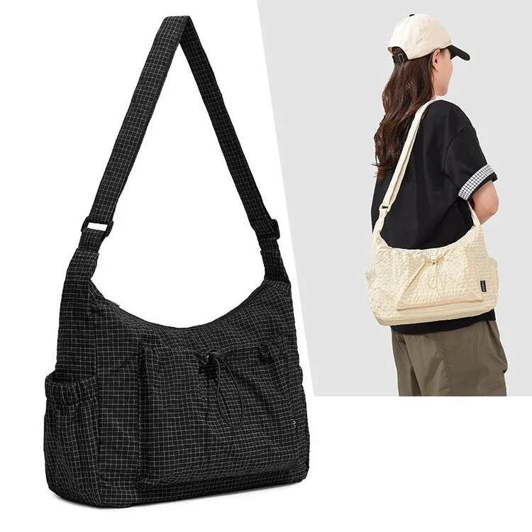 Tas Selempang Wanita Bahan Nylon Motif Print Warna Hijau Kapasitas Besar Grosir Import