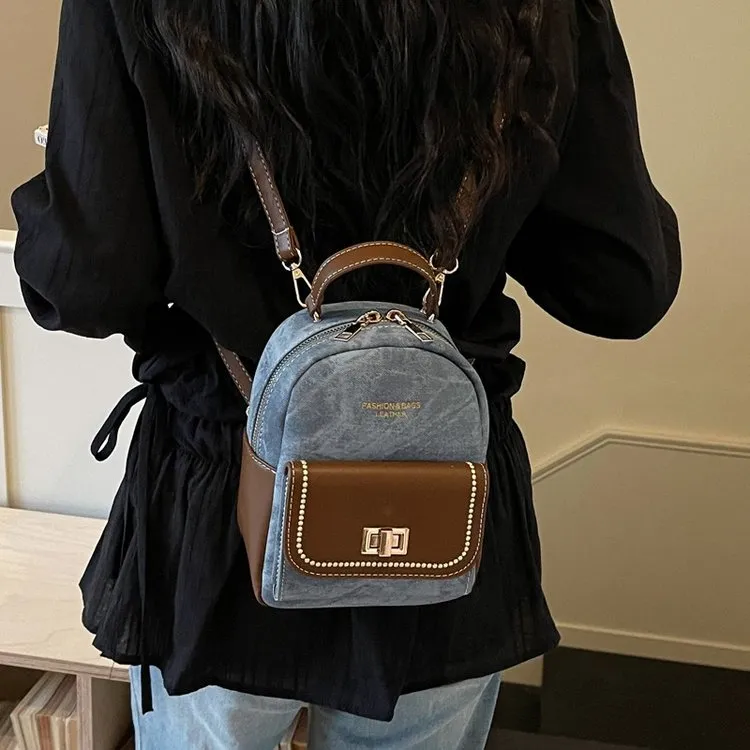 Tas Ransel Wanita Bahan PU Sintetis Resleting Dengan Gantungan Grosir Import