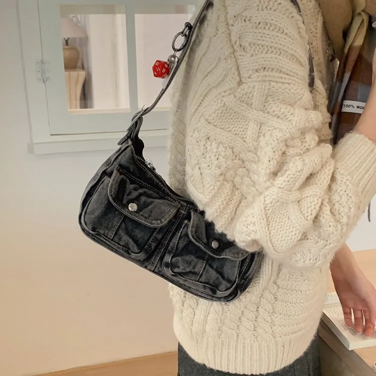 Tas Selempang Wanita Bahan PU Sintetis Polos Warna Hitam Resleting Grosir Import