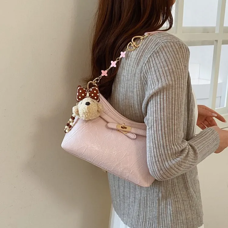 Tas Selempang Wanita Bahan PU Sintetis Polos Warna Hitam Resleting Grosir Import