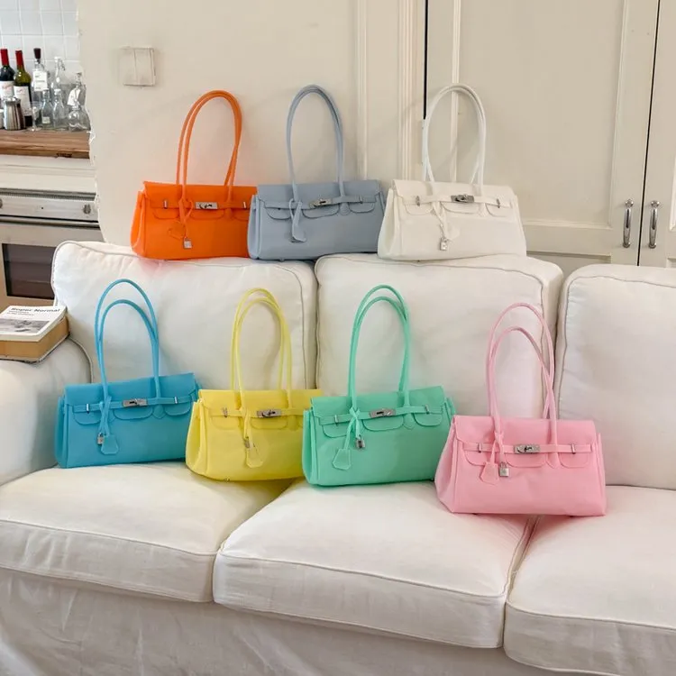Tas Selempang Wanita Bahan PU Sintetis Polos Warna Biru Resleting Grosir Import