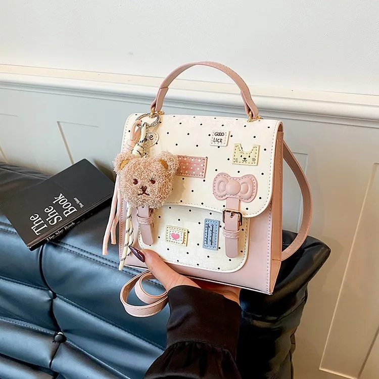 Tas Selempang Wanita Bahan PU Sintetis Motif Polkadot Model Flap Grosir Import Kode 9033-1