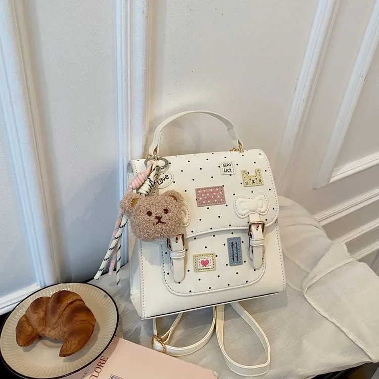 Tas Selempang Wanita Bahan PU Sintetis Motif Polkadot Model Flap Grosir Import Kode 9033-1
