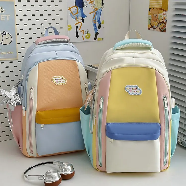 Tas Ransel Wanita Bahan Oxford Polos Resleting untuk Sekolah Grosir Import