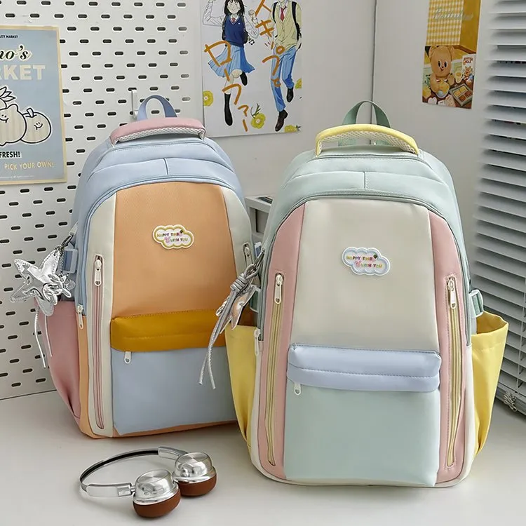 Tas Ransel Wanita Bahan Oxford Polos Resleting untuk Sekolah Grosir Import