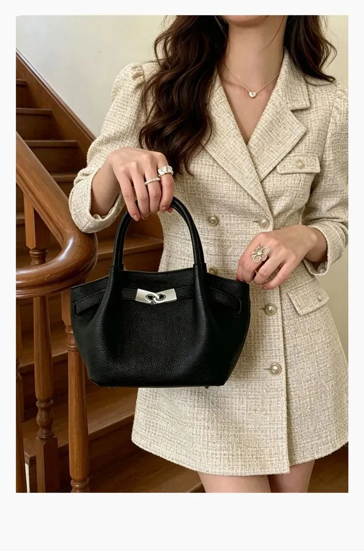 Tas Bahu Wanita Bahan PU Sintetis Polos Warna Hitam Bentuk Kotak Tali Lebar Grosir Import