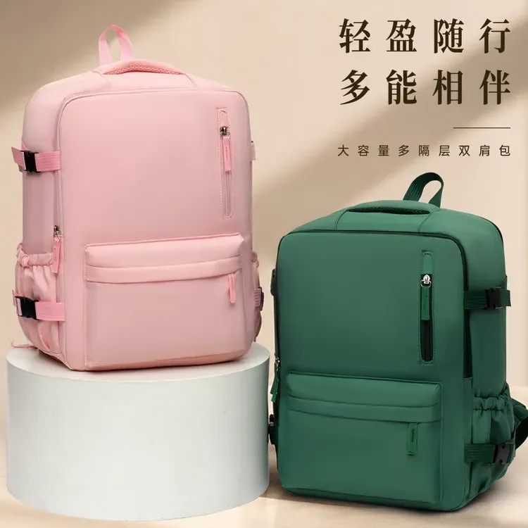 Tas Ransel Wanita Bahan Nylon Motif Print Warna Pink Bentuk Kotak Tali Lebar Grosir Import