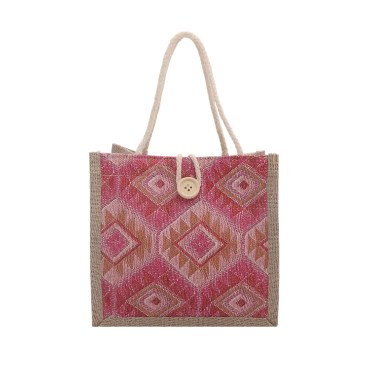Tas Selempang Wanita Bahan Oxford Motif Geometris Warna Merah Bentuk Kotak Tali Grosir Import