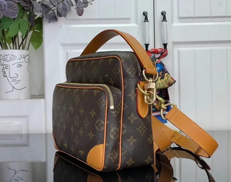Tas Selempang Wanita Bahan PU Sintetis Motif Print Warna Kuning Bentuk Kotak Resleting Grosir