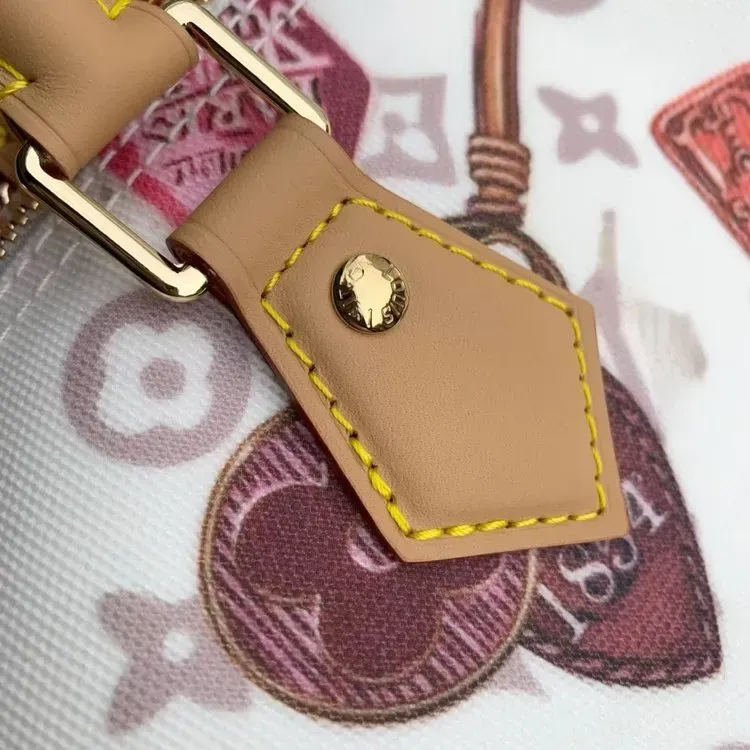 Tas Selempang Wanita Bahan PU Sintetis Motif Print Warna Putih Bentuk Kotak Tali untuk Jualan