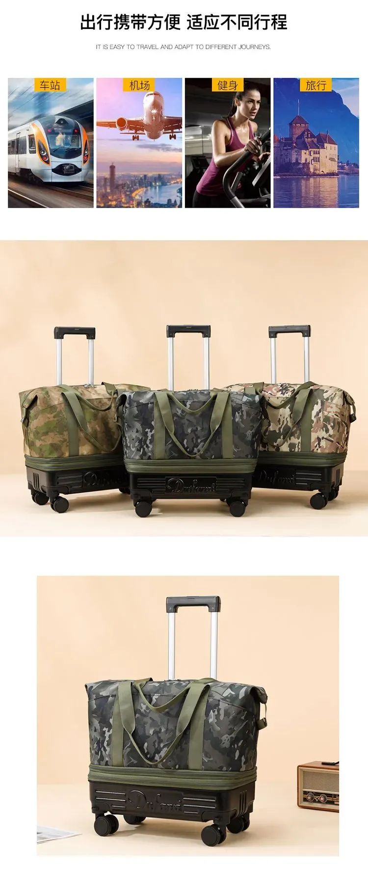 Tas Selempang Wanita Bahan Nylon Motif Camouflage Bentuk Kotak Tali Lebar Grosir Import