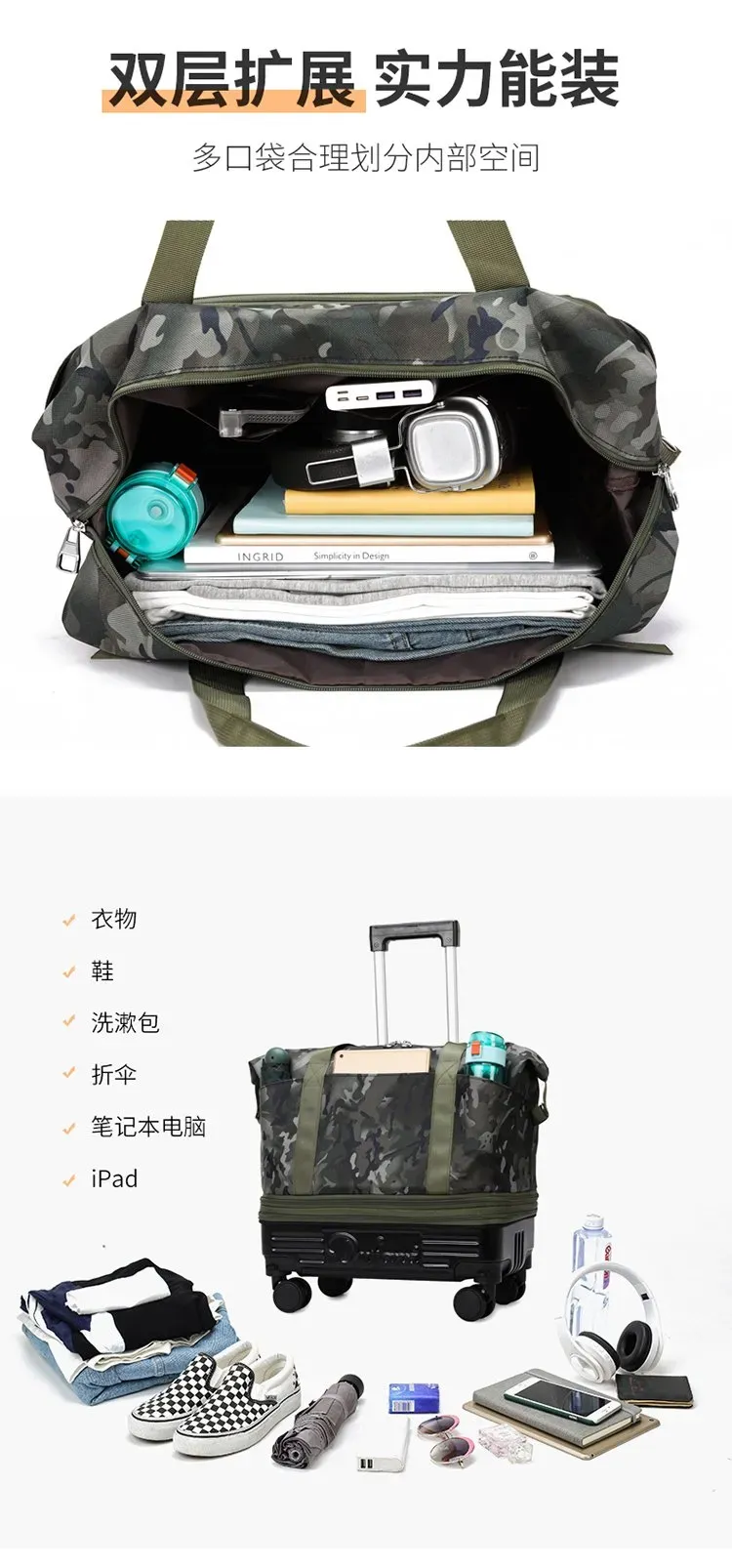 Tas Selempang Wanita Bahan Nylon Motif Camouflage Bentuk Kotak Tali Lebar Grosir Import