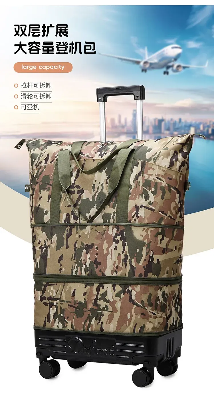 Tas Selempang Wanita Bahan Nylon Motif Camouflage Bentuk Kotak Tali Lebar Grosir Import