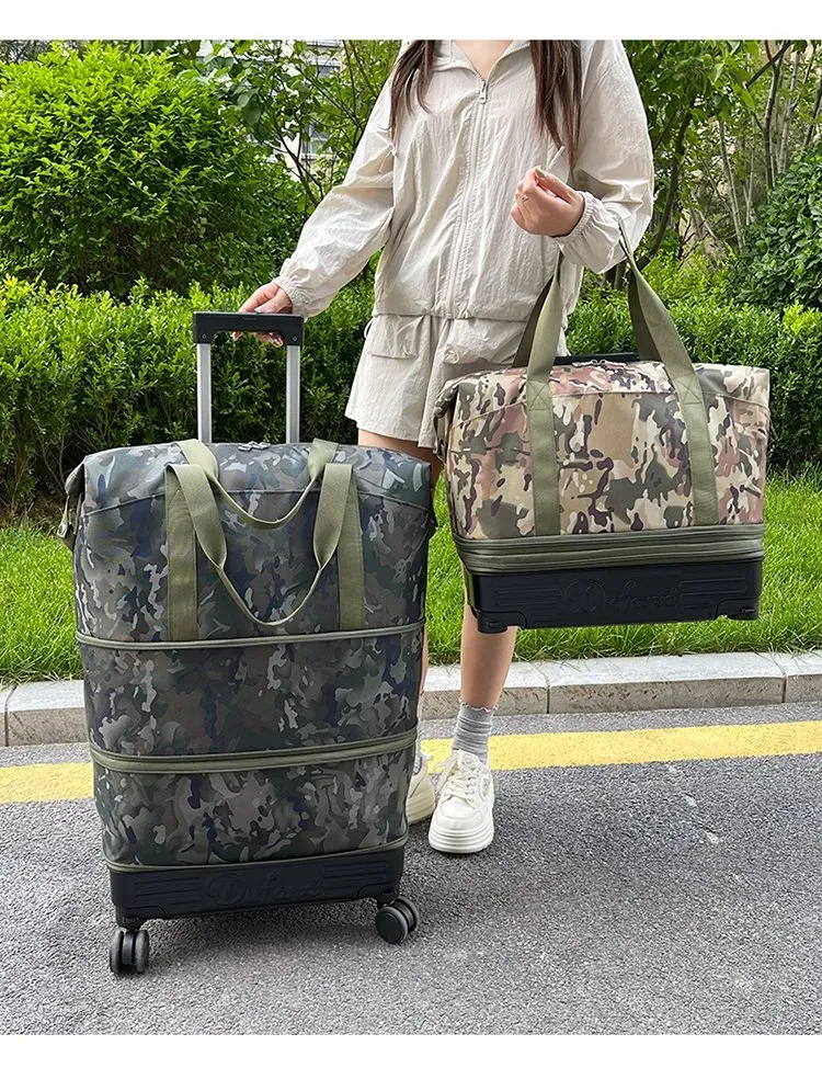 Tas Selempang Wanita Bahan Nylon Motif Camouflage Bentuk Kotak Tali Lebar Grosir Import