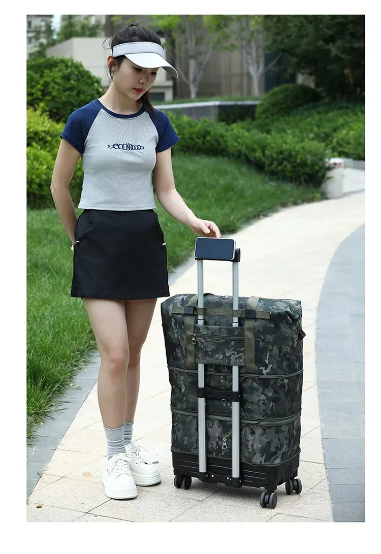 Tas Selempang Wanita Bahan Nylon Motif Camouflage Bentuk Kotak Tali Lebar Grosir Import
