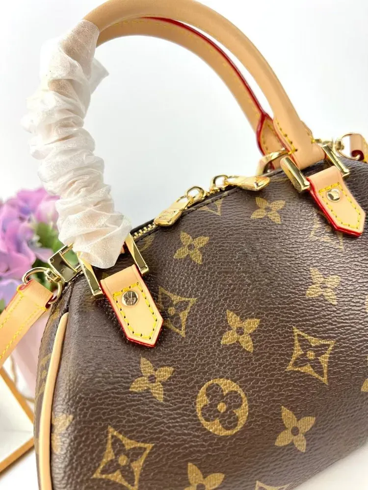 Tas Selempang Wanita Bahan PU Sintetis Motif Print Bentuk Bulat Tali Panjang Resleting Grosir