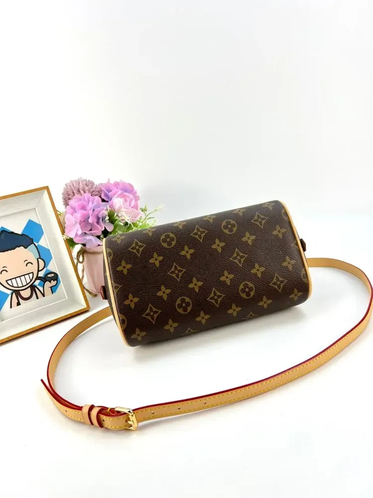 Tas Selempang Wanita Bahan PU Sintetis Motif Print Bentuk Bulat Tali Panjang Resleting Grosir