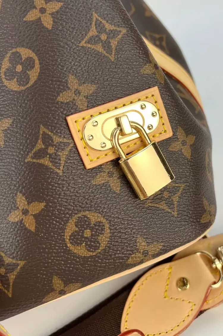 Tas Bucket Wanita Bahan PU Sintetis Motif Print Bentuk Bucket Tali Panjang untuk Kerja Grosir