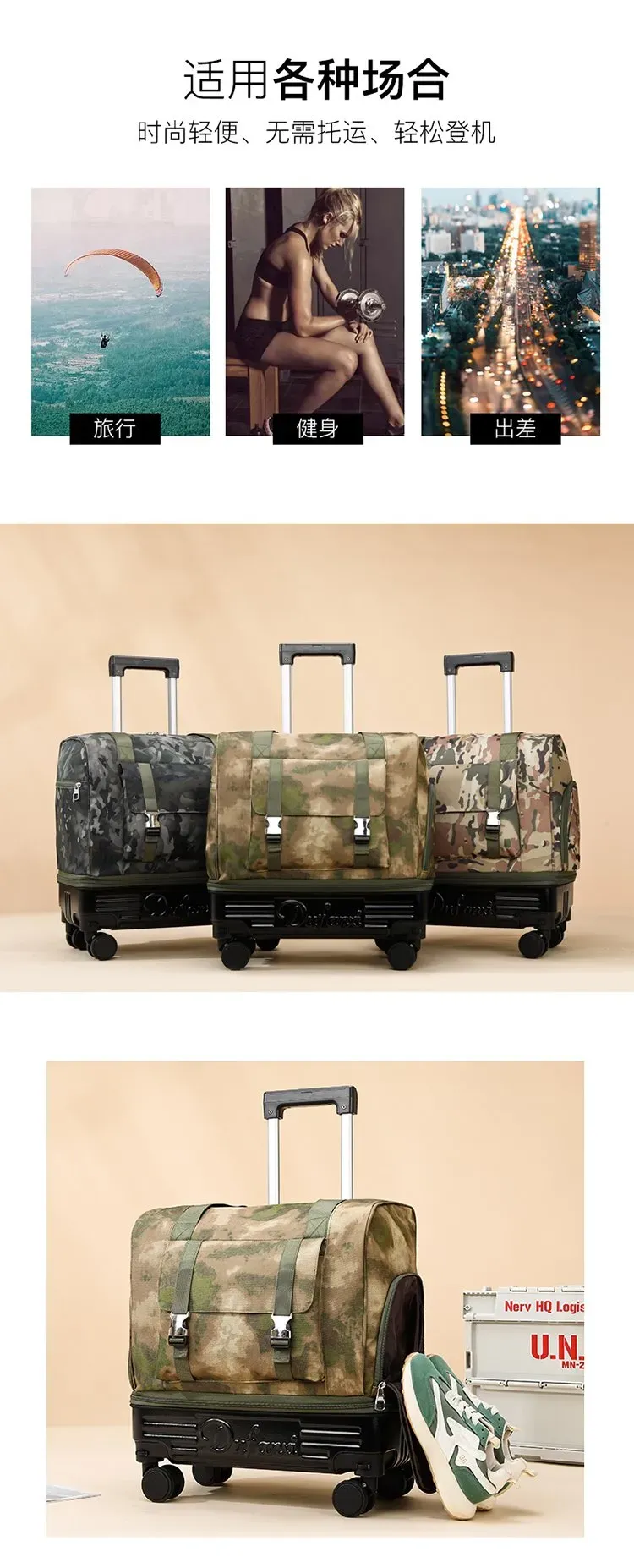 Tas Ransel Wanita Bahan Nylon Motif Print Bentuk Kotak Tali Lebar Resleting untuk Travel