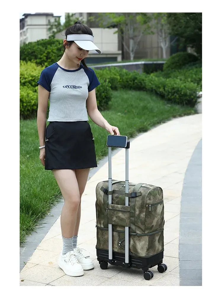 Tas Ransel Wanita Bahan Nylon Motif Print Bentuk Kotak Tali Lebar Resleting untuk Travel
