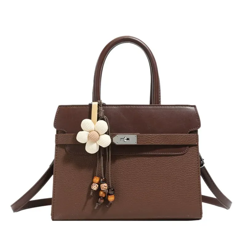 Tas Selempang Wanita Bahan PU Sintetis Polos Warna Hitam Bentuk Kotak Tali Resleting Grosir