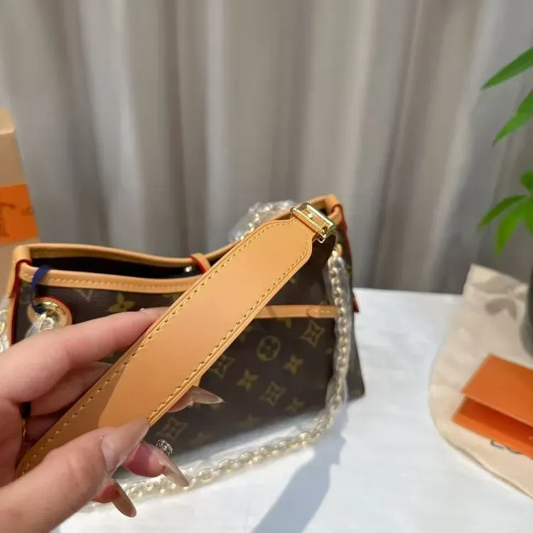 Tas Selempang Wanita Bahan PU Sintetis Motif Print Bentuk Kotak Tali Lebar untuk Toko Online