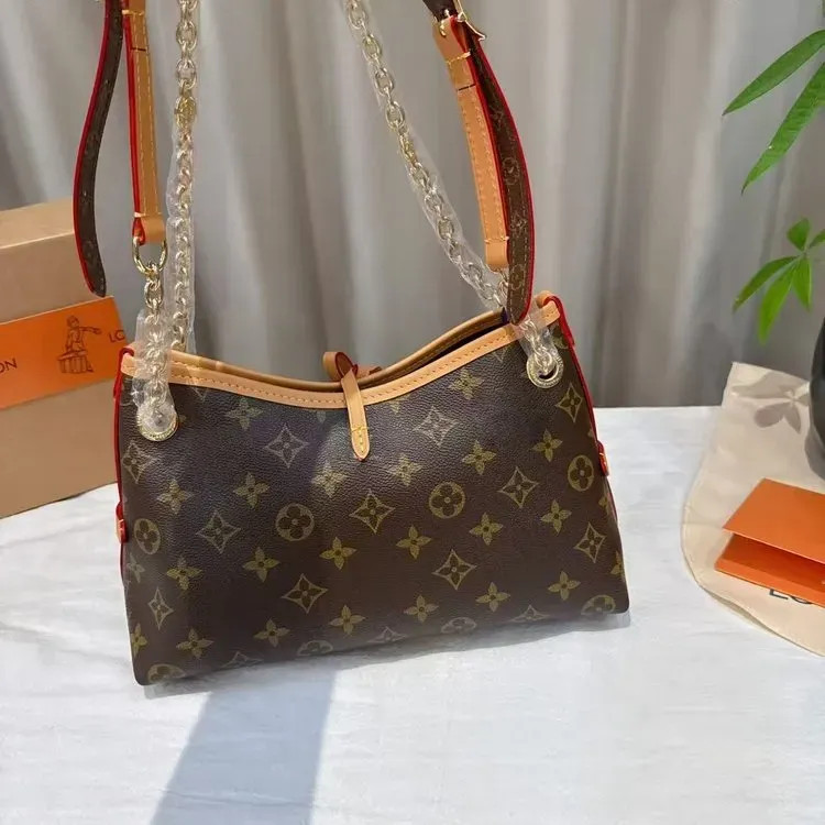 Tas Selempang Wanita Bahan PU Sintetis Motif Print Bentuk Kotak Tali Lebar untuk Toko Online
