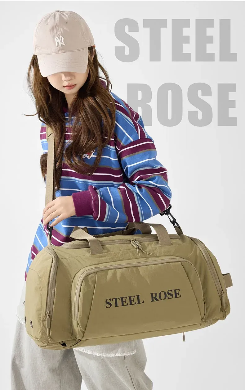 Tas Ransel Wanita Bahan Nylon Polos Bentuk Kotak Tali Lebar Kapasitas Besar untuk Travel