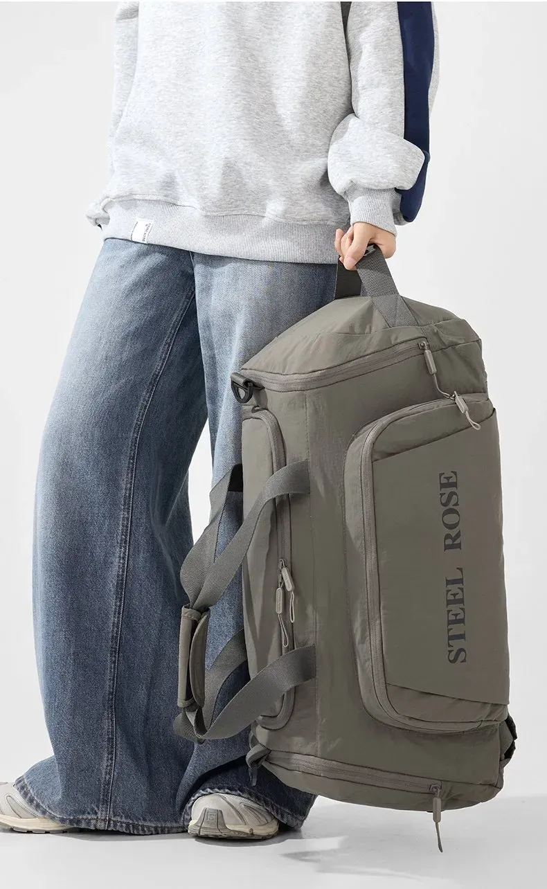 Tas Ransel Wanita Bahan Nylon Polos Bentuk Kotak Tali Lebar Kapasitas Besar untuk Travel