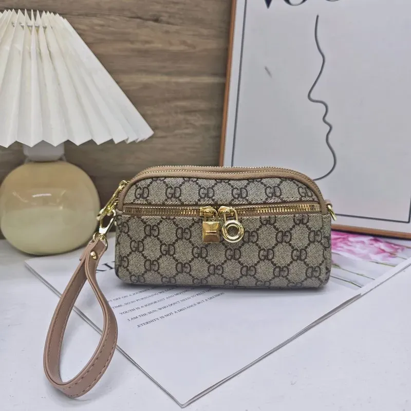 Tas Selempang Wanita Bahan PU Sintetis Motif Print Bentuk Kotak Tali Lebar Resleting Grosir