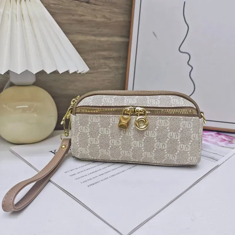 Tas Selempang Wanita Bahan PU Sintetis Motif Print Bentuk Kotak Tali Lebar Resleting Grosir