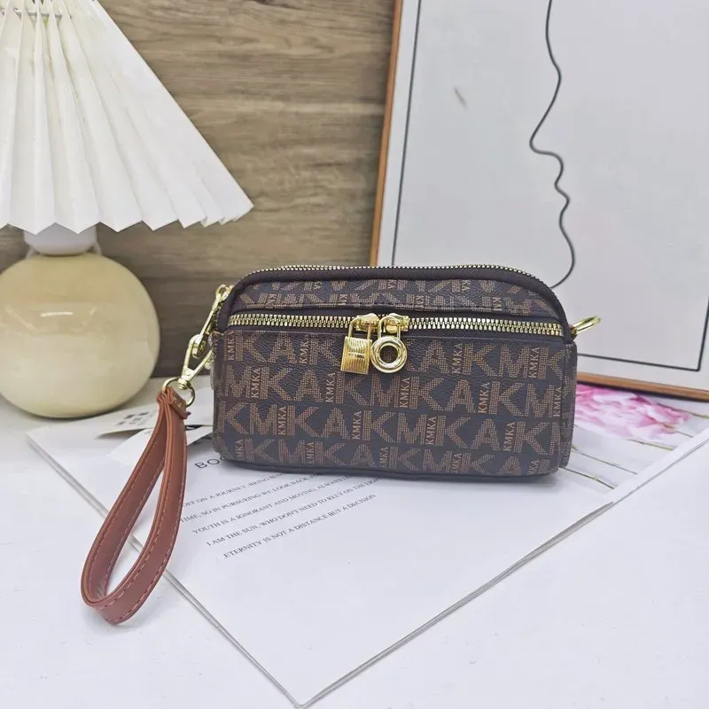 Tas Selempang Wanita Bahan PU Sintetis Motif Print Bentuk Kotak Tali Lebar Resleting Grosir