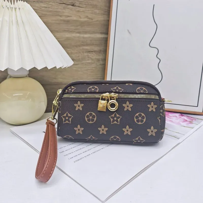 Tas Selempang Wanita Bahan PU Sintetis Motif Print Bentuk Kotak Tali Lebar Resleting Grosir