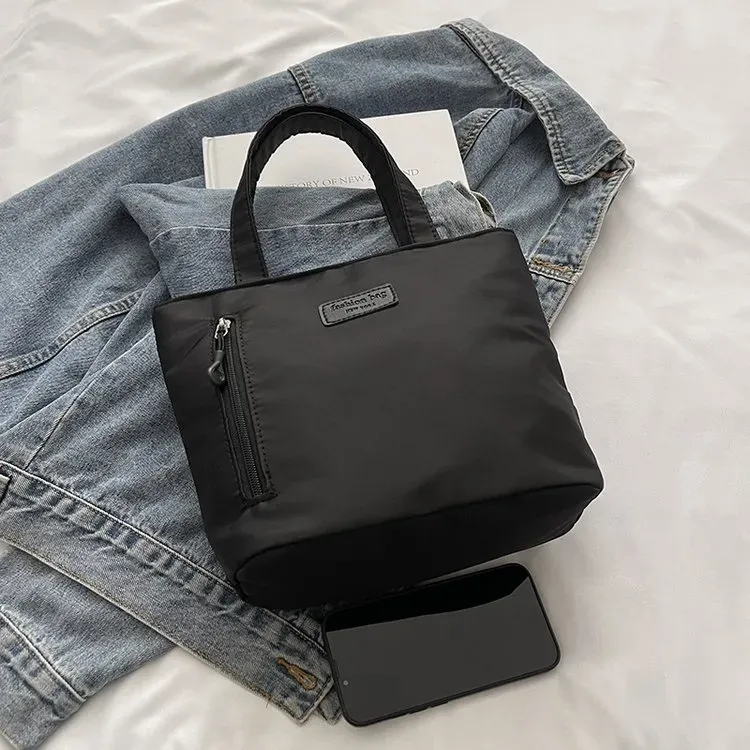 Tas Selempang Wanita Bahan Nylon Polos Warna Ungu Bentuk Kotak Tali Lebar Koleksi Reseller