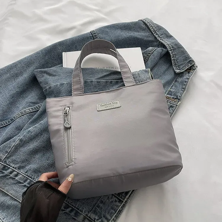 Tas Selempang Wanita Bahan Nylon Polos Warna Ungu Bentuk Kotak Tali Lebar Koleksi Reseller