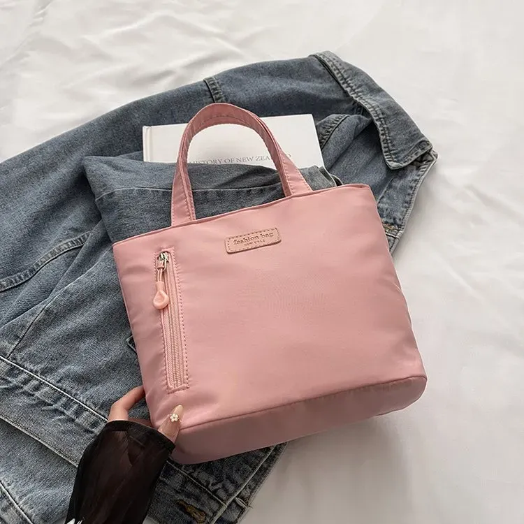 Tas Selempang Wanita Bahan Nylon Polos Warna Ungu Bentuk Kotak Tali Lebar Koleksi Reseller