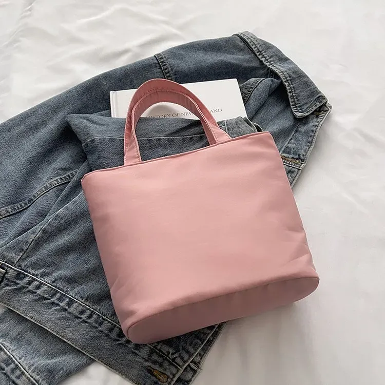 Tas Selempang Wanita Bahan Nylon Polos Warna Ungu Bentuk Kotak Tali Lebar Koleksi Reseller