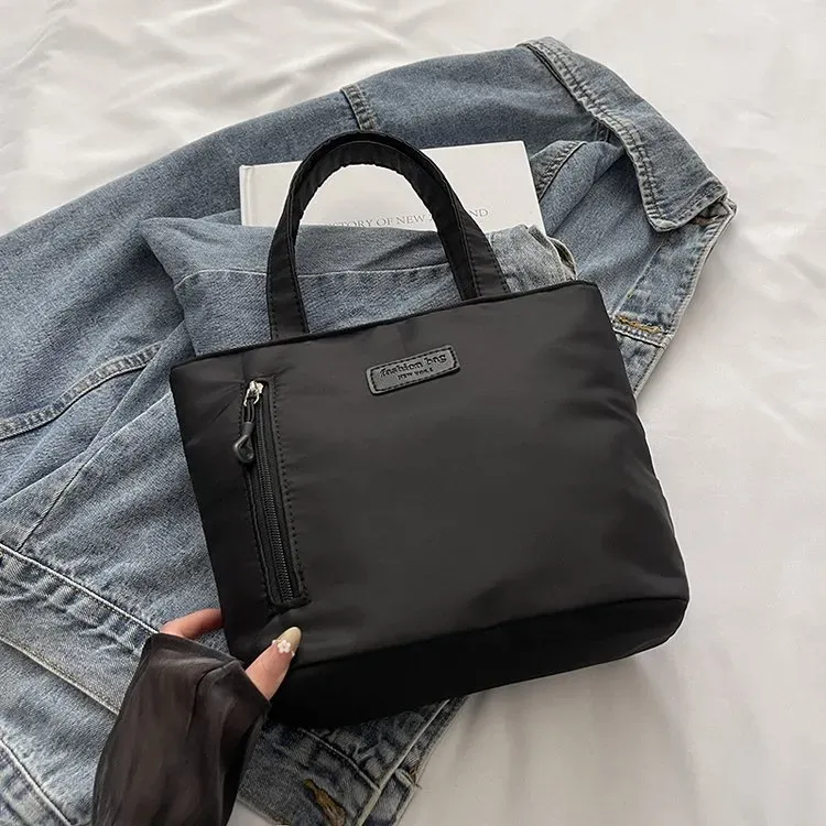 Tas Selempang Wanita Bahan Nylon Polos Warna Ungu Bentuk Kotak Tali Lebar Koleksi Reseller