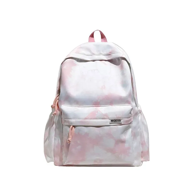 Tas Ransel Wanita Bahan Oxford Motif Print Warna Putih Bentuk Kotak Tali Panjang Grosir Import