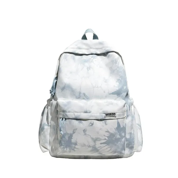 Tas Ransel Wanita Bahan Oxford Motif Print Warna Putih Bentuk Kotak Tali Panjang Grosir Import